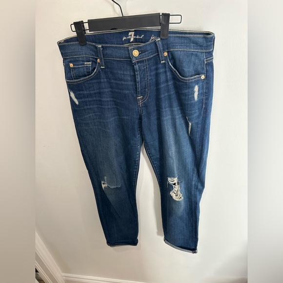 LIKE NEW- 7 FOR ALL MANKIND - Josefina Skinny Boyfriend Jeans - Size 28 - Picture 2 of 7